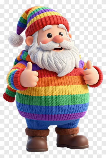 Cartoon Santa Claus In A Colorful Sweater PNG