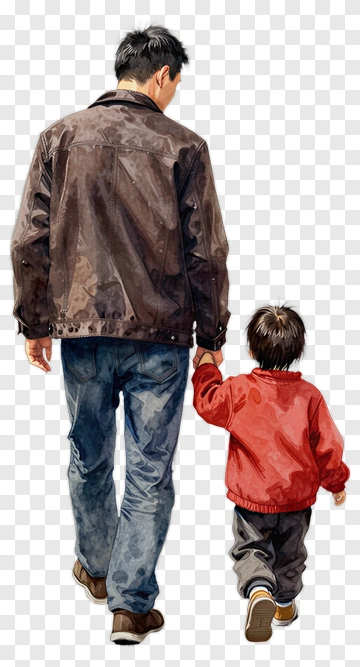 Father And Son Walking Together PNG
