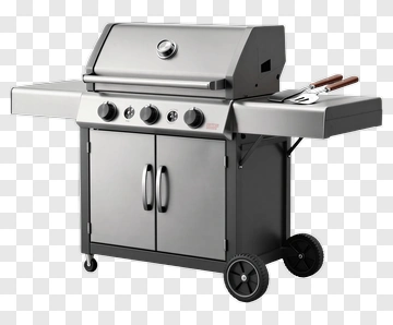 Gas Grill Barbecue With Side Shelves PNG