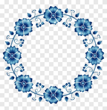 Blue Floral Wreath PNG