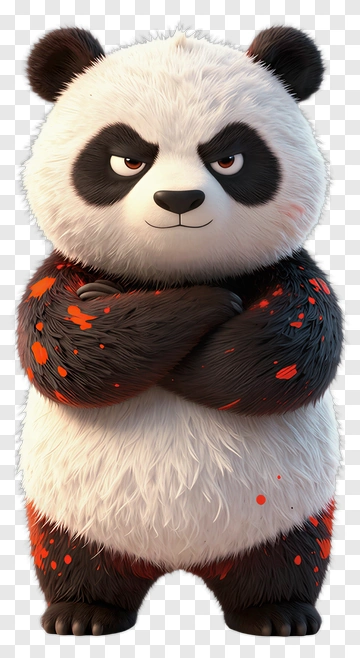 Cartoon Panda With Crossed Arms PNG