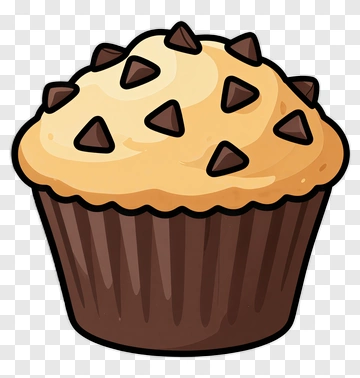 Cartoon Chocolate Chip Muffin PNG
