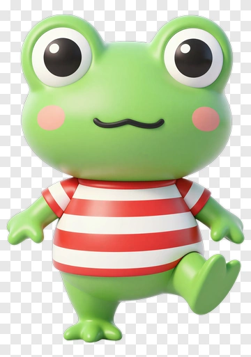 3D Frog Character In Striped Shirt PNG