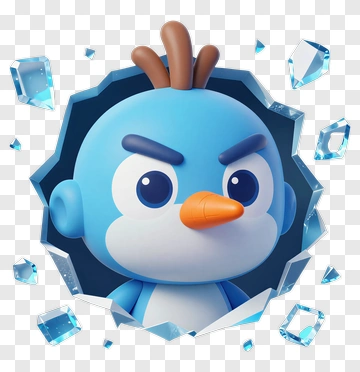 3D Cartoon Penguin Character Breaking Through Ice PNG