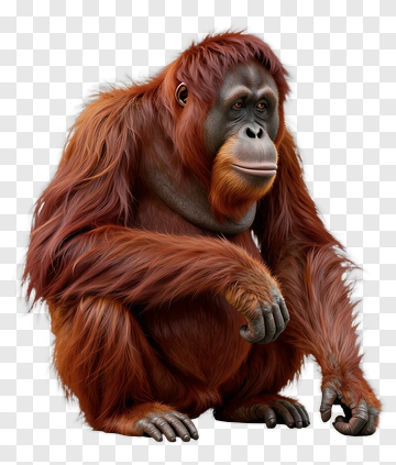 Realistic Orangutan Sitting PNG