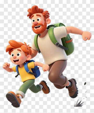 Happy Father And Son Running Together PNG
