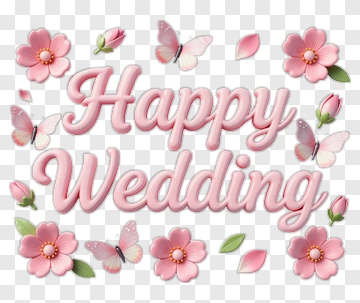 Happy Wedding Floral Design PNG
