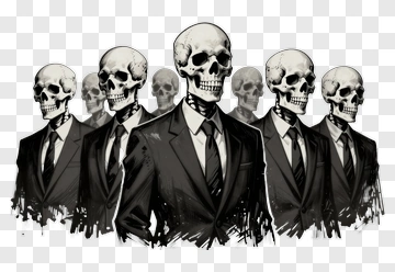 Skeleton Business Team In Suits PNG