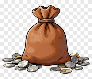 Cartoon Money Bag With Coins PNG