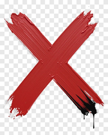 Red Brush Stroke X Mark PNG