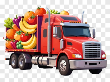 Fruit Truck Loaded With Fresh Produce PNG