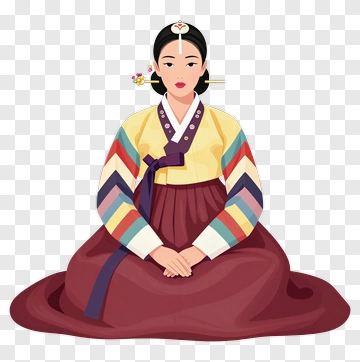 Traditional Korean Woman In Hanbok PNG