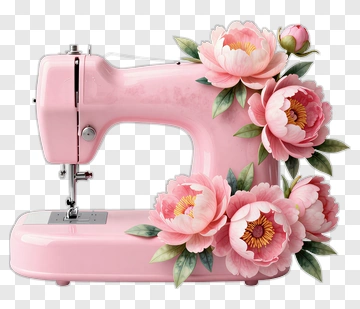 Pink Sewing Machine With Floral Decoration PNG