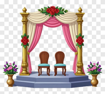 Wedding Stage With Floral Decorations PNG