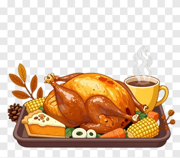 Thanksgiving Turkey Dinner With Sides And Coffee PNG