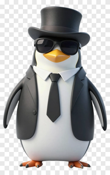Cartoon Penguin In A Suit And Sunglasses PNG