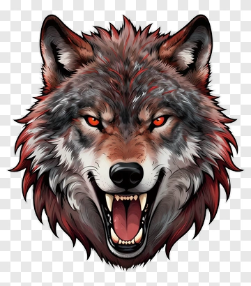Angry Wolf Head Illustration PNG