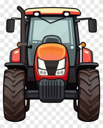 Cartoon Tractor With Large Tires PNG