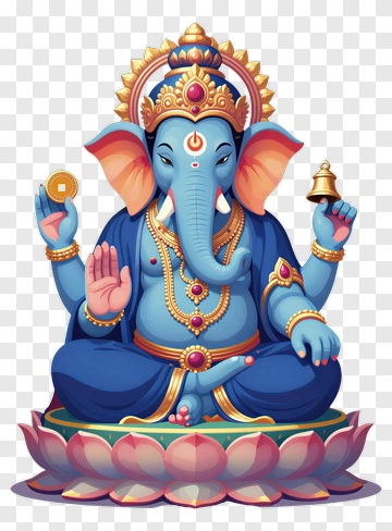 Cartoon Ganesh Sitting On A Lotus PNG