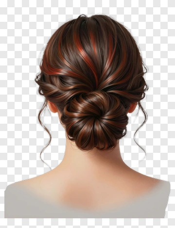 Elegant Hair Bun With Highlights PNG