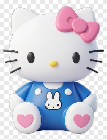 Hello Kitty Toy In Blue Outfit PNG