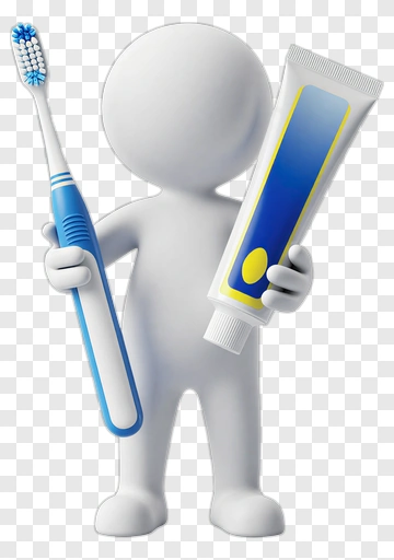 3D Character Holding A Toothbrush And Toothpaste PNG