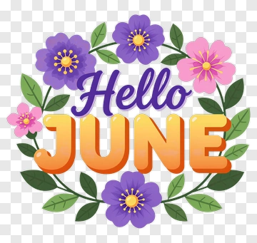 Hello June Floral Design PNG