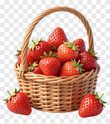 Strawberry Basket Filled With Fresh Strawberries PNG