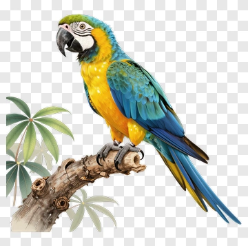 Colorful Macaw Parrot Perched On A Branch PNG