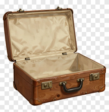Open Wooden Suitcase PNG