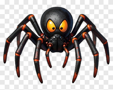 Cartoon Spider With Orange Eyes PNG
