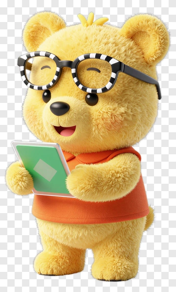 Cartoon Bear Holding A Tablet PNG