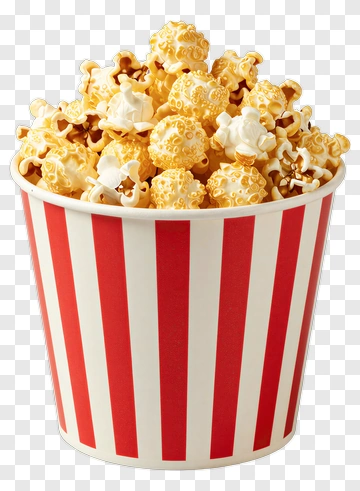 Popcorn In A Red And White Striped Bucket PNG
