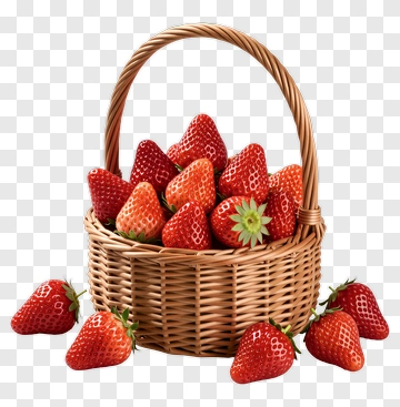 Strawberry Basket Filled With Fresh Strawberries PNG
