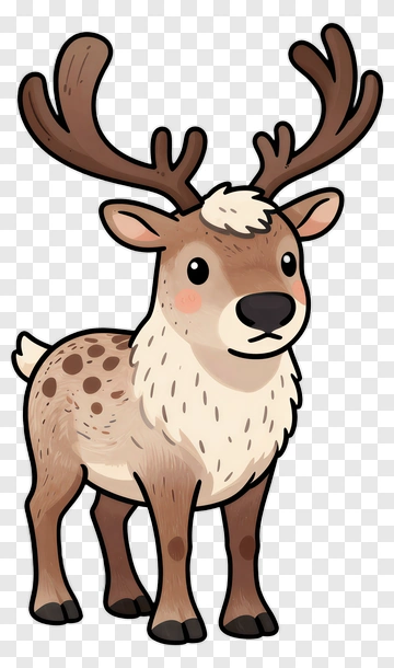 Cartoon Reindeer With Antlers PNG