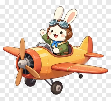 Cartoon Rabbit Flying A Plane PNG