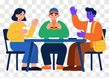 Group Of Friends Eating Together PNG