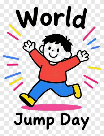 Happy Child Celebrating World Jump Day PNG