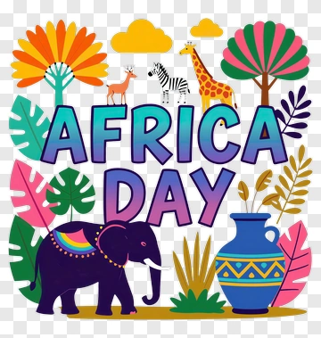 Africa Day Celebration With Elephant And Giraffe PNG