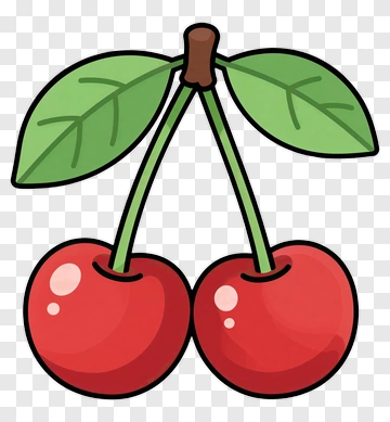 Cartoon Cherries With Leaves PNG