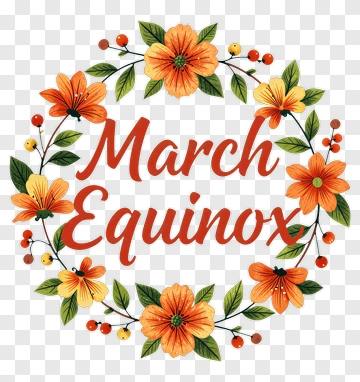 March Equinox Floral Wreath PNG