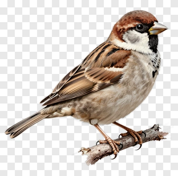 Sparrow Perched On A Branch PNG