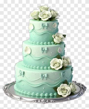 Wedding Cake With White Roses PNG
