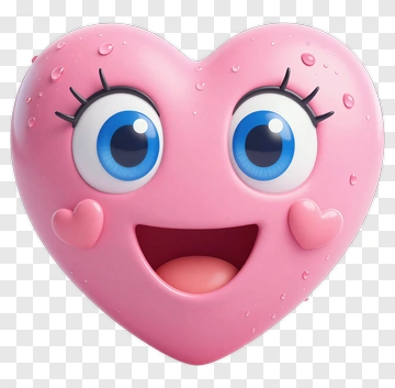 Cartoon Heart Emoji With Happy Expression PNG