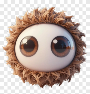 3D Character With Big Eyes And Curly Fur PNG