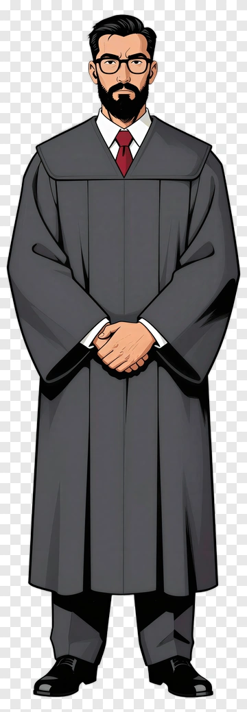 Cartoon Judge Standing With Arms Crossed PNG