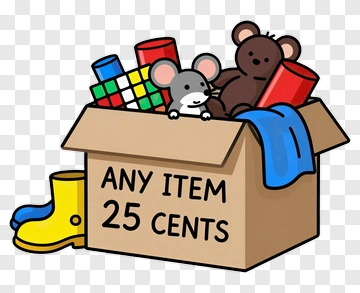 Cartoon Box Filled With Toys PNG