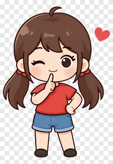 Cartoon Girl Winking With A Heart PNG