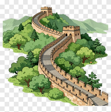 Great Wall Of China In A Scenic Landscape PNG