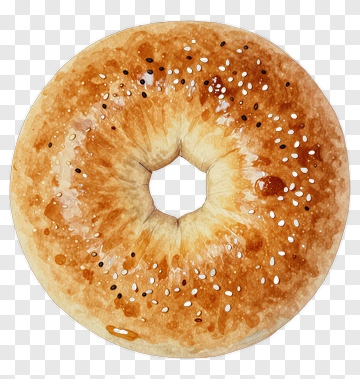 Watercolor Bagel With Sesame Seeds PNG